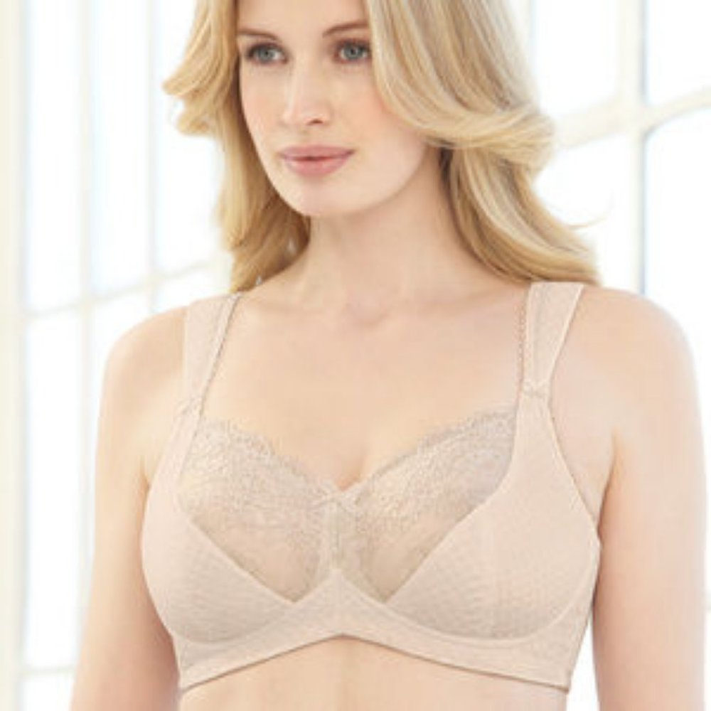 Glamorise Wide Strap Bra Full-Figure Nude Size 48B